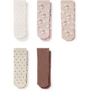 C&A Lot de 5 paires-fleurs et pois-chaussettes à motif, Beige, Taille: 15-17 - Publicité