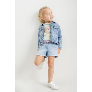 C&A Fleurs-short en jean avec une ceinture, Bleu, Taille: 7A