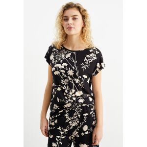 C&A T-shirt basique-à fleurs, Noir, Taille: 2XL