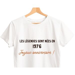Cadeaux.com T-shirt blanc femme message generique femme nee en 1976