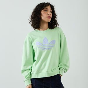 Adidas Originals Sweat Crew Centered Trefoil Oversize vert/violet s femme
