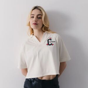 Converse Tee Shirt Polo V Neck Gran Z ecru xs femme