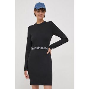 Calvin Klein Jeans pour femme. J20J222518 Robe logo noir (XS), Casuel, Viscose, Manche longue - Publicité