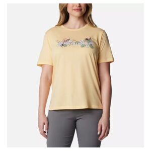 Columbia pour femme. 1934002754 Bluebird Day t-shirt ample orange jaune (S), Casuel, Sport, Coton, Outdoor, Manche courte - Publicité