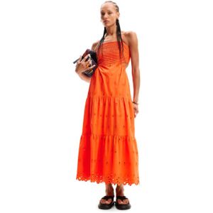 Desigual pour femme. 24SWVW12 Robe longue à découpes brodées orange (M), Casuel, Coton, Sans manches / bretelles - Publicité