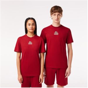 Lacoste unisex. TH1147_IXX T-shirt à pois rouges (S), Casuel, Coton, Manche courte - Publicité