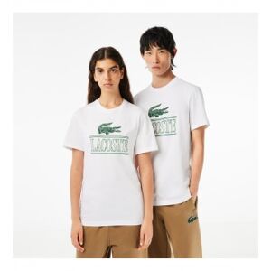 Lacoste unisex. TH1218_001 T-shirt en coton blanc à grosses mailles, coupe régulière (XL), Casuel, Manche courte - Publicité
