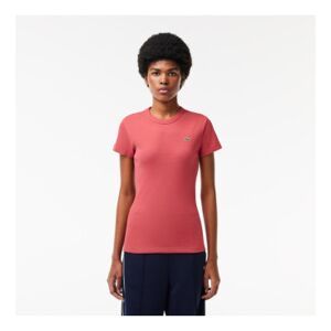 Lacoste pour femme. TF5538_ZV9 T-shirt slim rose (40), Casuel, Coton, Manche courte - Publicité