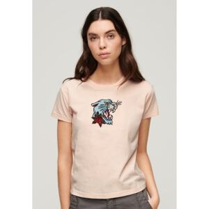 Superdry pour femme. W1011419A T-shirt avec broderie à motif de tatouage rose (L), Casuel, Coton, Manche courte - Publicité