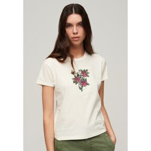 Superdry pour femme. W1011419A T-shirt brodé avec motif de tatouage blanc (S), Casuel, Coton, Manche courte - Publicité
