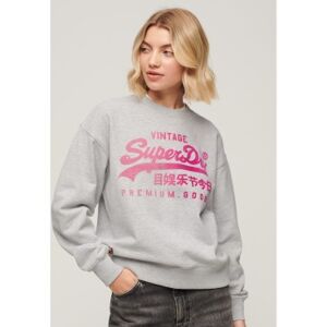 Superdry pour femme. W2012103A Sweatshirt ample gris ton sur ton (XS), Casuel, Coton, Manche longue - Publicité