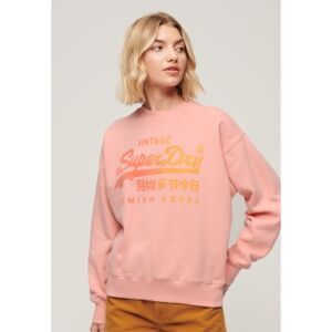 Superdry pour femme. W2012103A Sweatshirt ample ton sur ton rose (XS), Casuel, Coton, Manche longue - Publicité