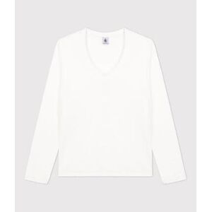 Petit Bateau Tee-shirt LE DROIT col V en coton Femme Blanc Ecume XXS