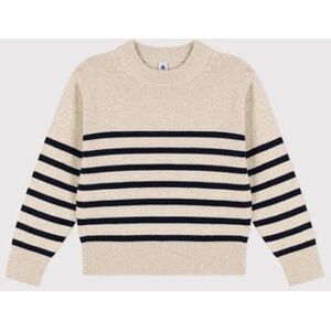 Petit Bateau Pull en laine mariniere Femme Blanc Avalanche/Bleu Smoking XXS