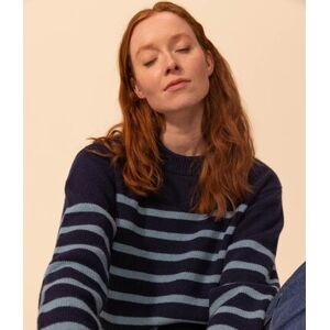 Petit Bateau Pull en laine mariniere Femme Smoking/ Azul XS