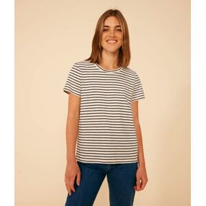 Petit Bateau Tee-shirt Le Droit col rond en coton raye femme Blanc Avalanche/Bleu Smoking L