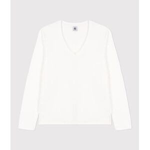 Petit Bateau Tee-shirt LE DROIT col V en coton Femme Blanc Ecume M