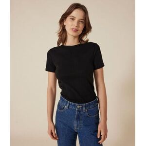 Petit Bateau Tee-shirt l'Iconique manches courtes en côte unie femme Noir Black L