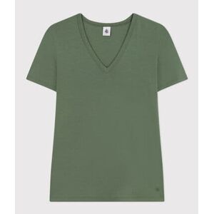 Petit Bateau Tee-shirt l'Iconique col V en coton uni femme Vert Croco S