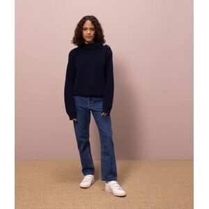 Petit Bateau Pull en côte anglaise en coton Femme Bleu Smoking XXS