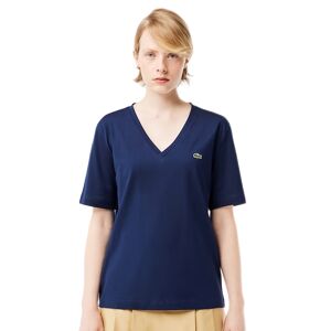 T shirt Lacoste crocodile Femme Bleu Bleu 34 Coton - Publicité