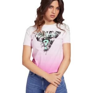 T shirt Guess Triangle logo Femme Rose Rose S Coton - Publicité