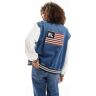 Polo Ralph Lauren - Bomber en jean avec imprimÃ© drapeau au dos - Bleu/crÃ¨me Bleu M female