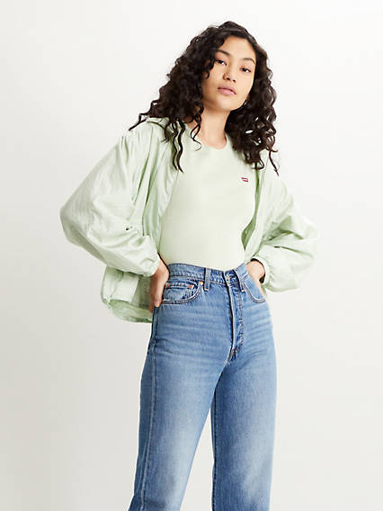 Levi's Ribbed Baby Tee - Femme - Vert / Bok Choy