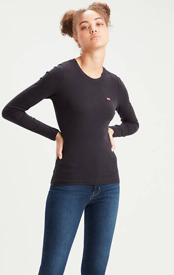 Levi's Long Sleeve Baby Tee - Femme - Noir / Caviar