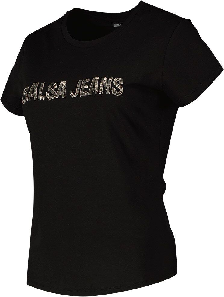 Salsa Jeans Beads Detail Branding Short Sleeve T-shirt Noir XS Femme Noir XS female