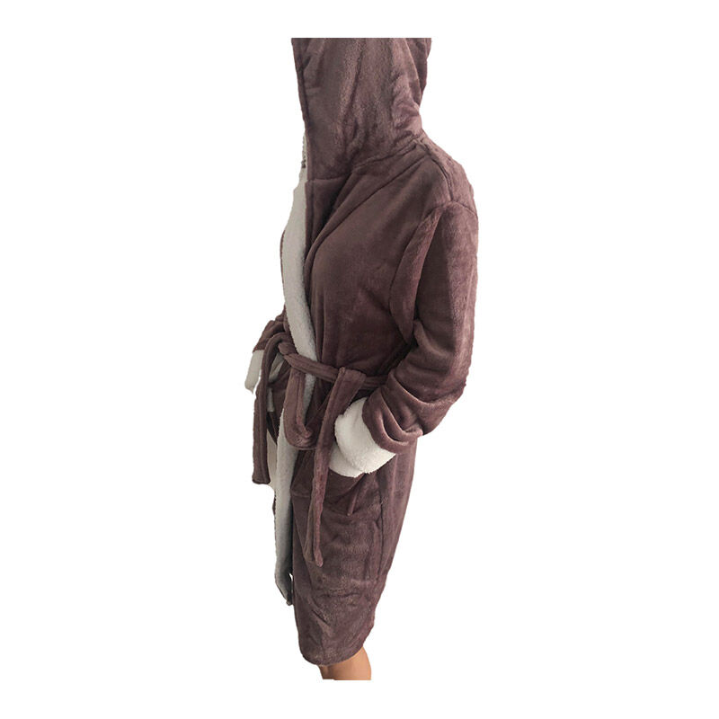 SPM Γυναικεία Fleece Ρόμπα με Εσωτερική Επένδυση και Κουκούλα Χρώματος Μωβ SPM E9541-PURPLE