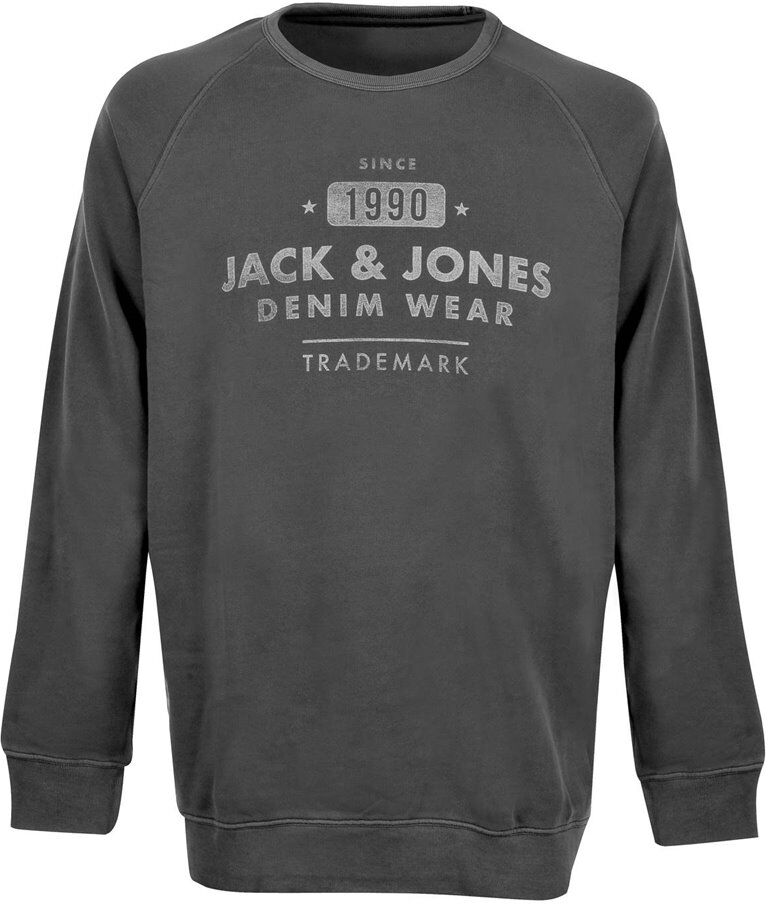 jack & jones ανδρική μπλούζα jeans washed crew neck ps  - charcoal