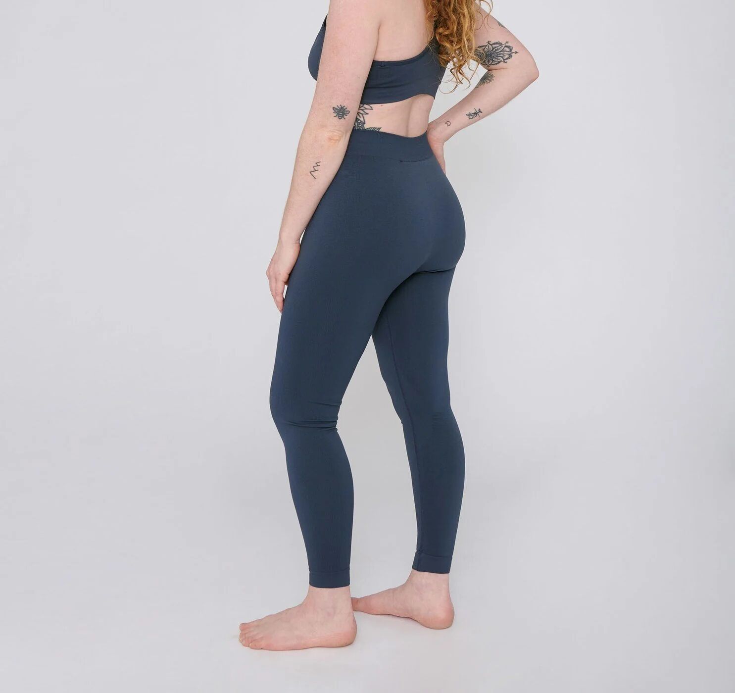 Organic Basics Women's Active Leggings - Recycled Nylon, Dusty Blue / XL-XXL