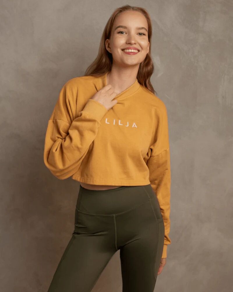 Lilja the Label Women's Cropped Sweatshirt - 100% GOTS Certified Organic Cotton, Mustard / XS