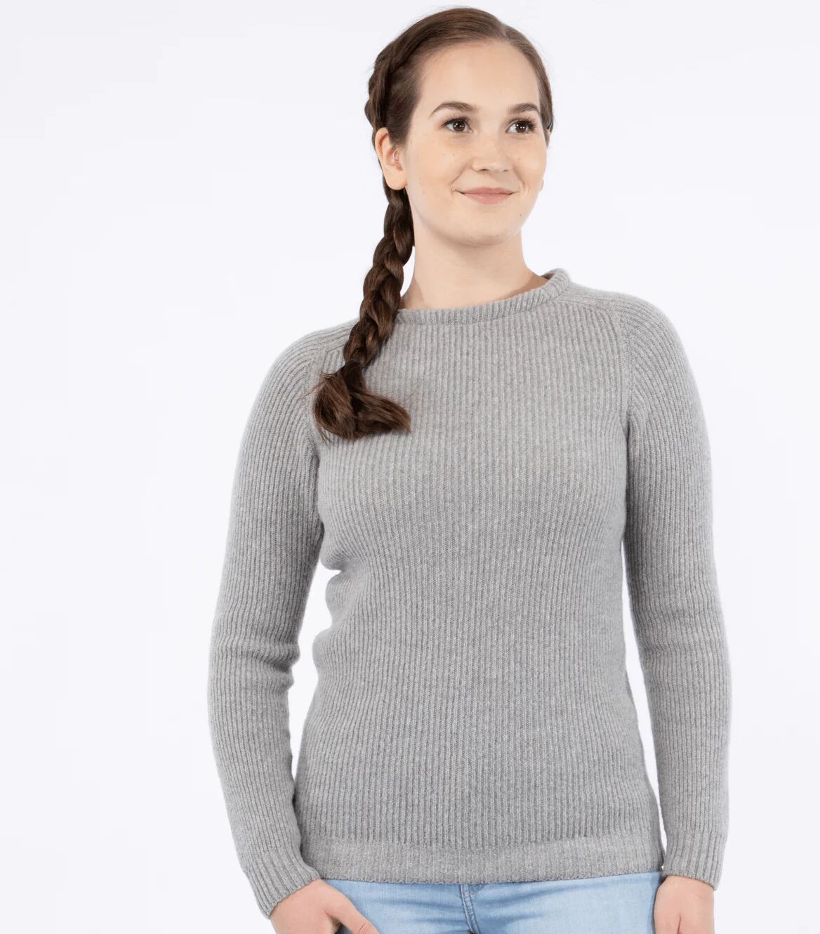 North Outdoor Women's KIIRUNA Sweater - 100 % Merino Wool , Light Grey / XL