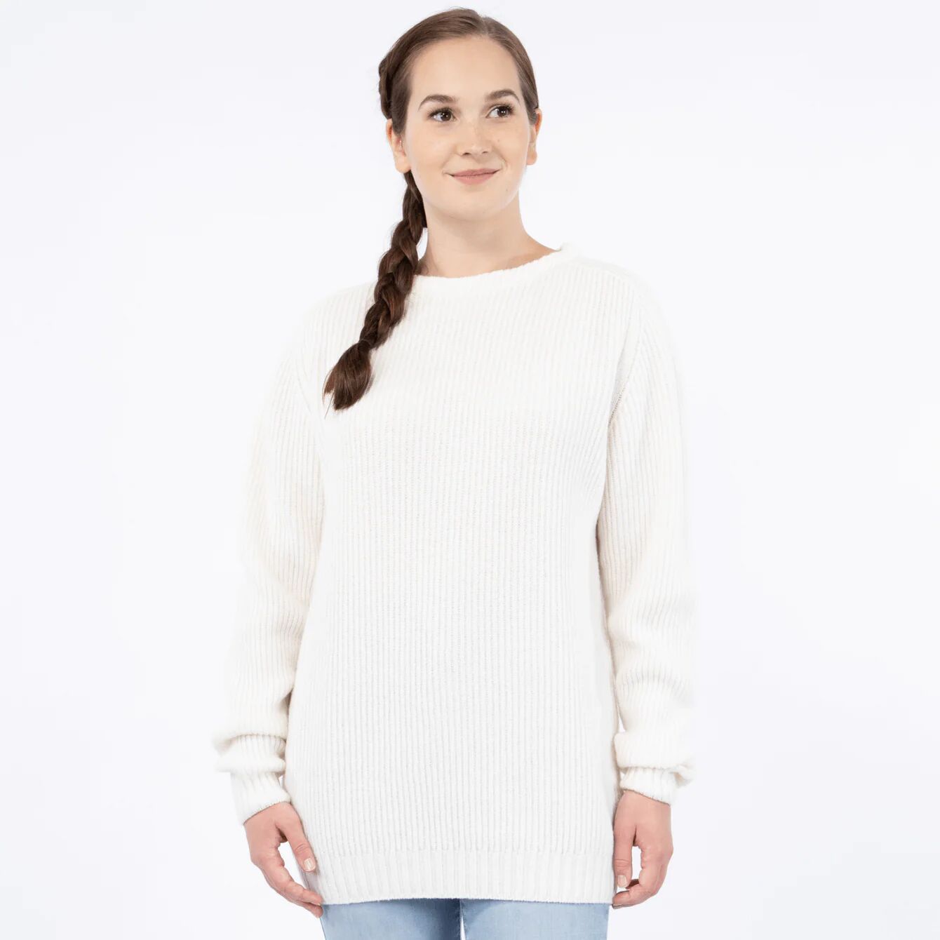 North Outdoor Women's KOTA Sweater - 100 % Merino wool - Made in Finland, Snow White / L