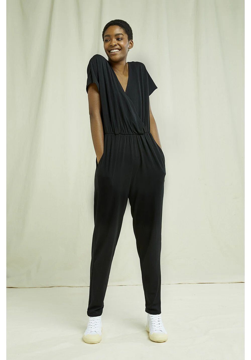 People Tree Women's Oliana Jumpsuit - Organic Cotton, Black / 10