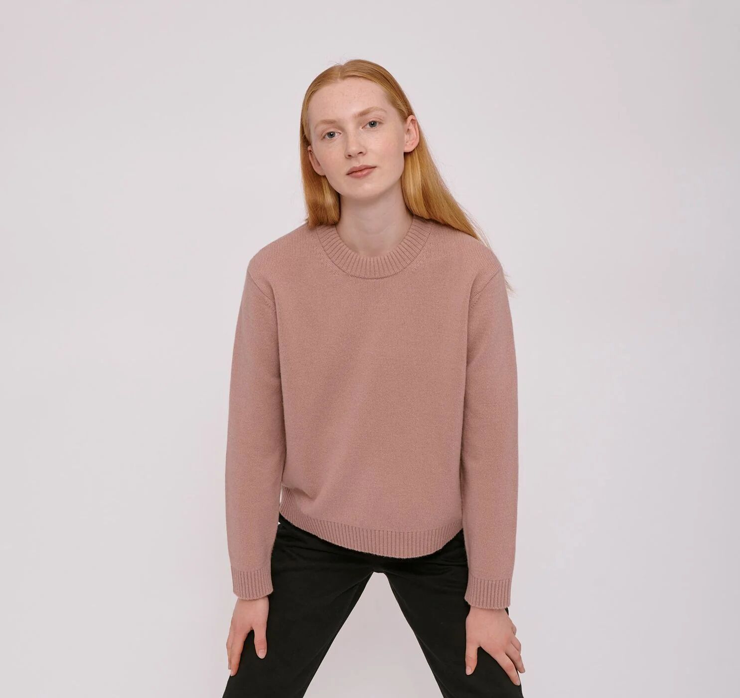 Organic Basics Women's Recycled Wool Boxy Knit, Dusty Rose / S