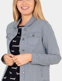 Brakeburn Womens Stripe Denim Jacket Blue Size: (8)