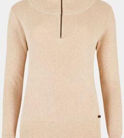 Dubarry Womens Newtown 1/4 Zip Knit OYSTER Size: (36)