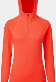 Ronhill Women's Life Seamless Hoodie Hot Coral Marl Size: (10/12)