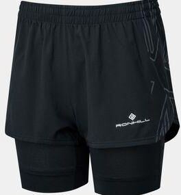 Ronhill Women's Tech Marathon Twin Short All Black Size: (10)