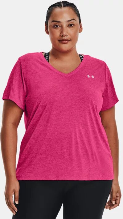 Under Armour Women's UA Tech™ Twist V-Neck Short Sleeve Pink Size: (2X)