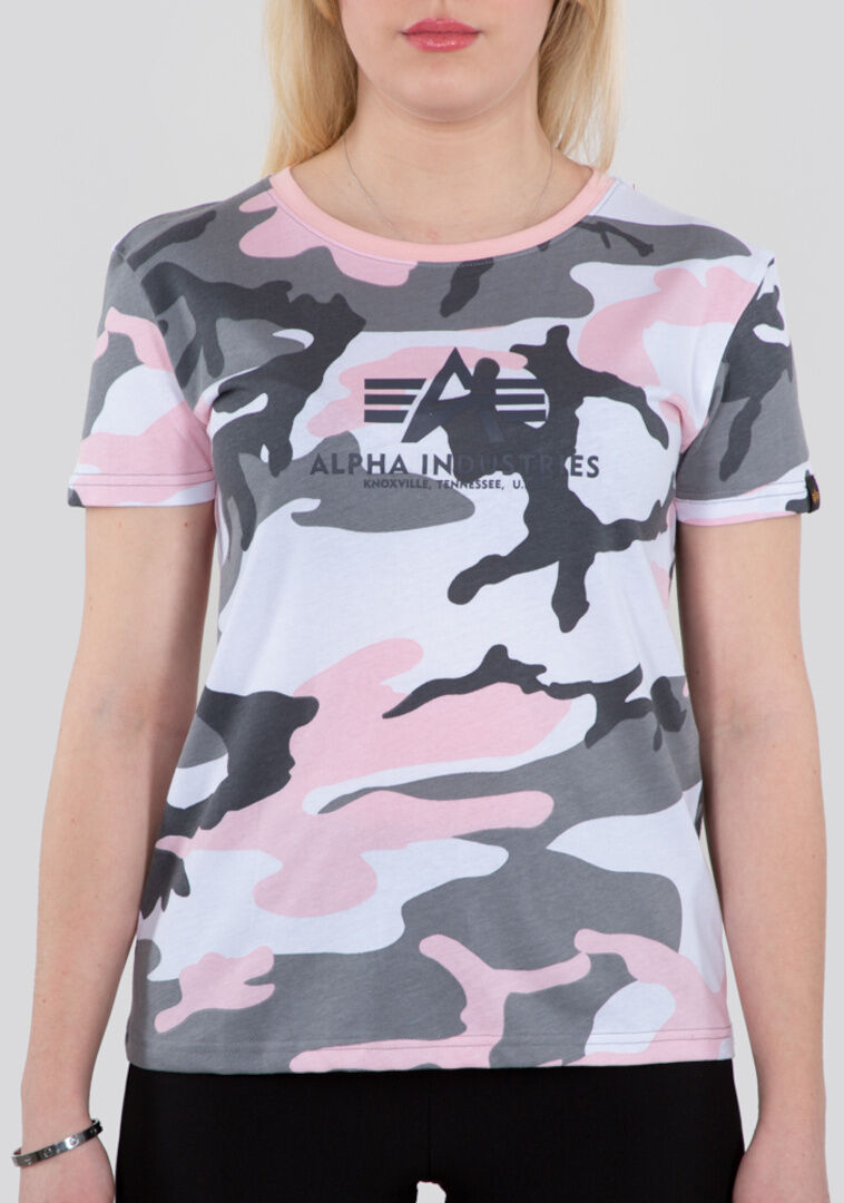 Alpha Industries New Camo Basic Ladies T-Shirt  - Black White Pink
