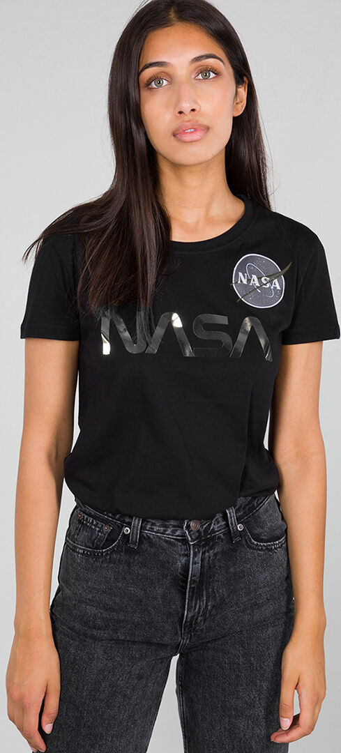 Alpha Industries Nasa Pm Ladies T-Shirt  - Black Silver