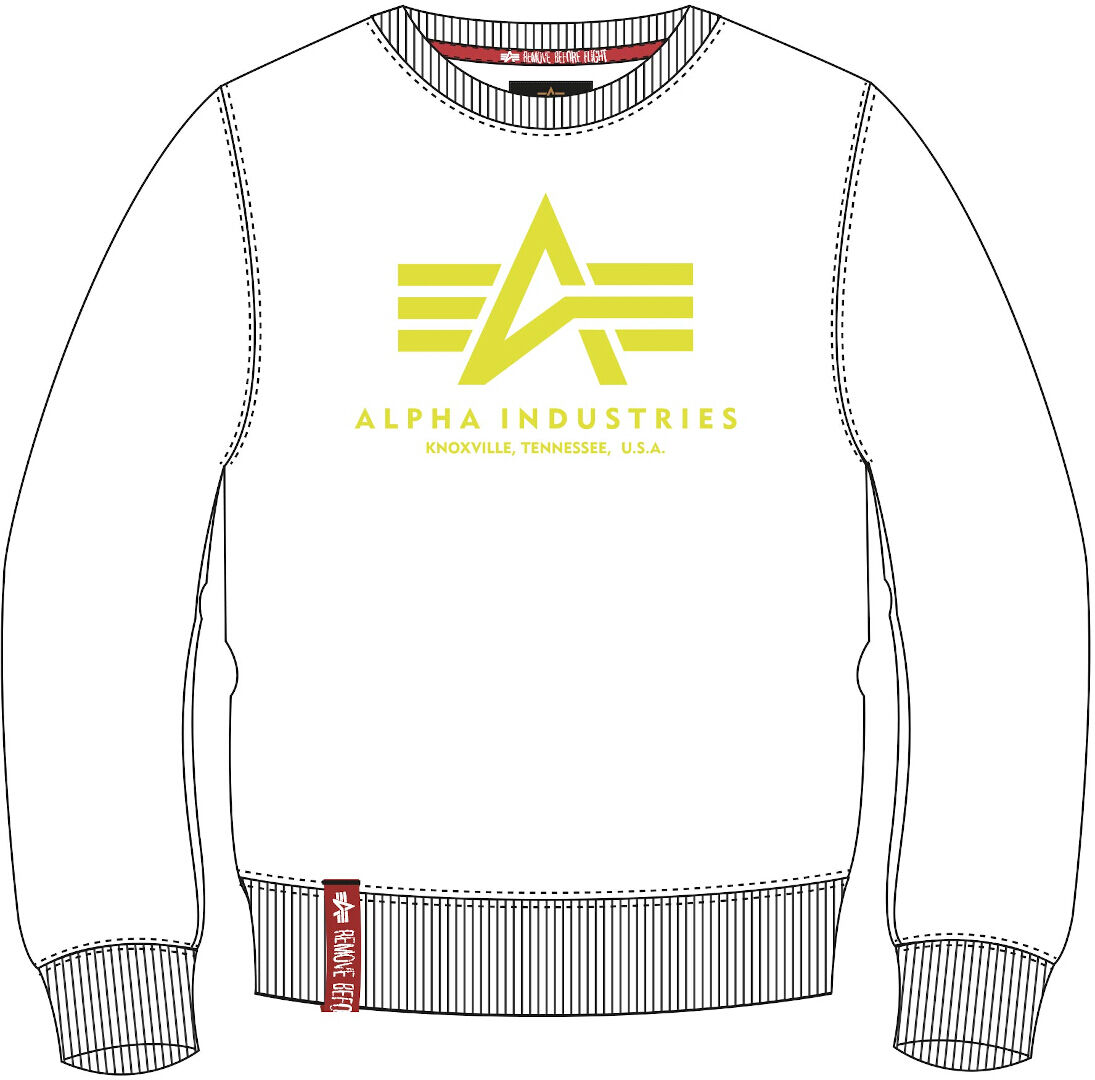 Alpha Industries Basic Neon Print Sweatshirt  - White Yellow