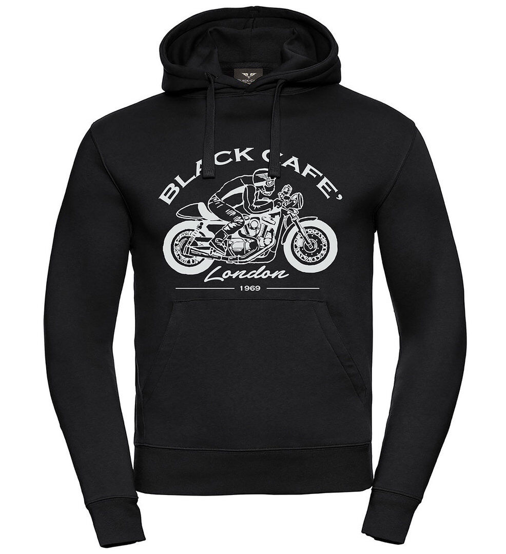 Black-Cafe London Retro Bike Hoodie  - Black White