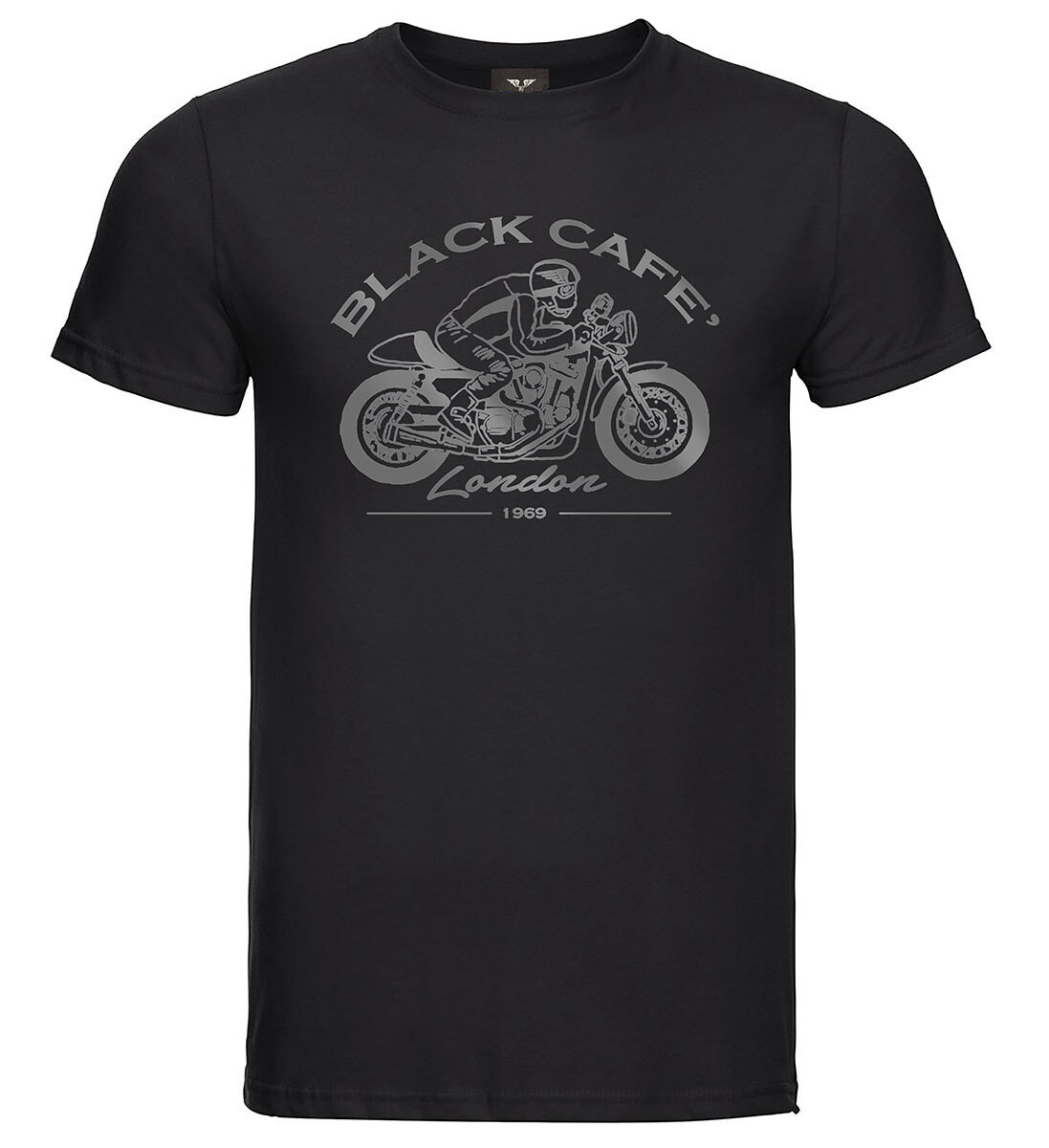 Black-Cafe London Classic Racer T-Shirt  - Black Grey
