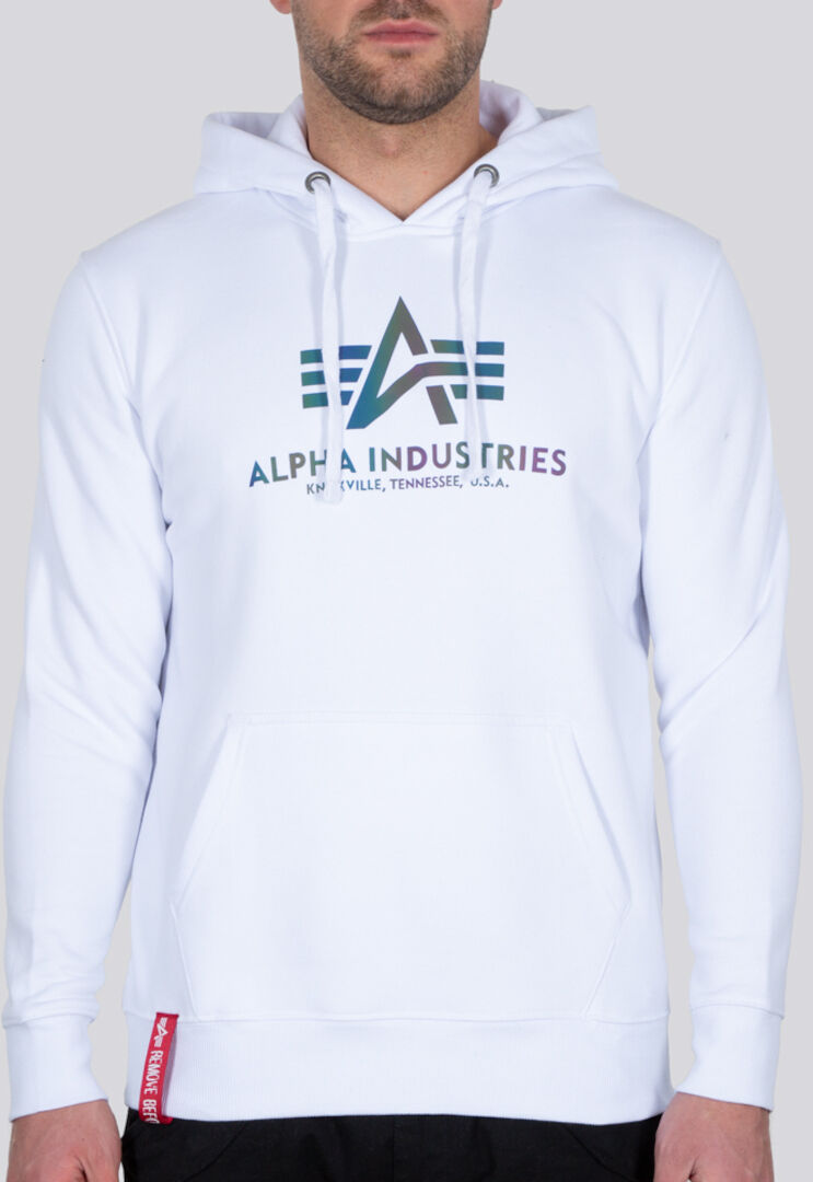 Alpha Industries Basic Rainbow Ref. Print Hoodie  - White