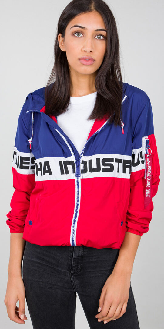 Alpha Industries Color Block Windbreaker Ladies Jacket  - White Red Blue